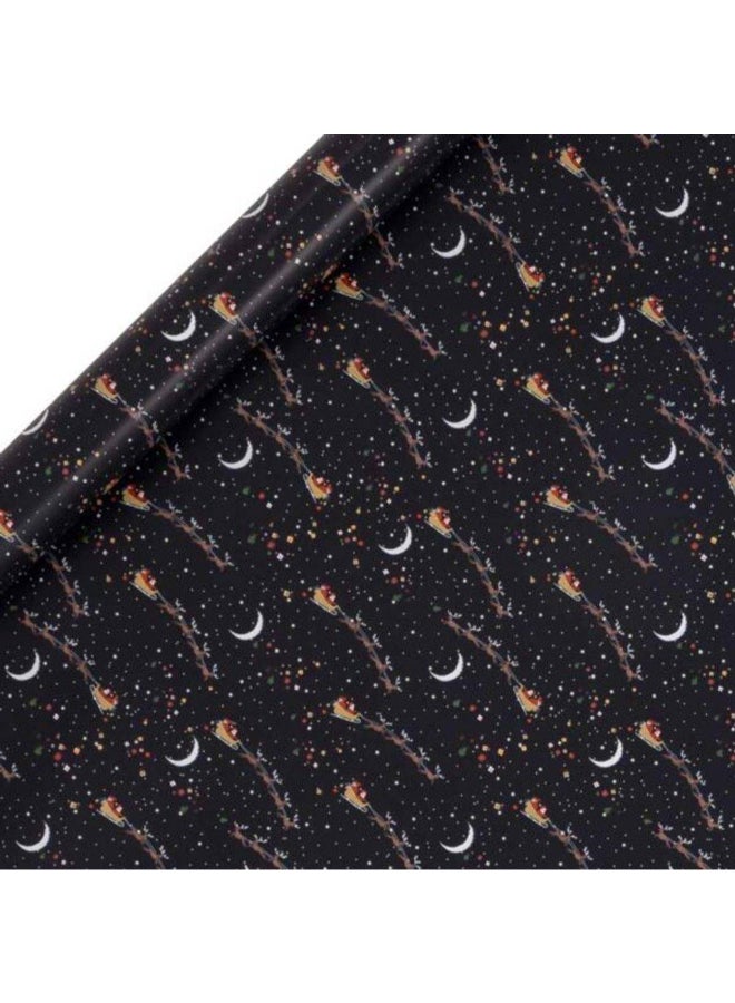 Glick Ski Sky and Spruce Santa Sleigh Gift Roll Wrap (4 m, Blue)